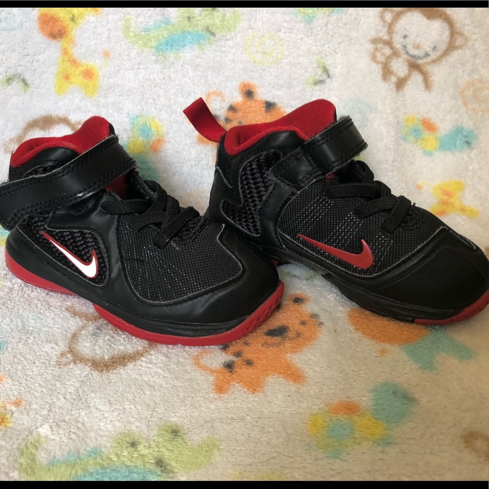 Toddlers red and black Lebrons